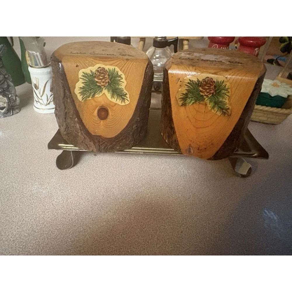 Vintage Salt & Pepper Shaker Lot 10 Sets Wood Glass Novelty Souvenir Collectible